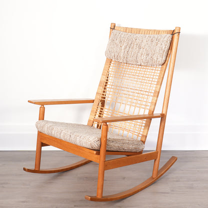 Hans Olsen for Juul Kristensen Model 532-A Teak and Cane Rocking Chair - Denmark
