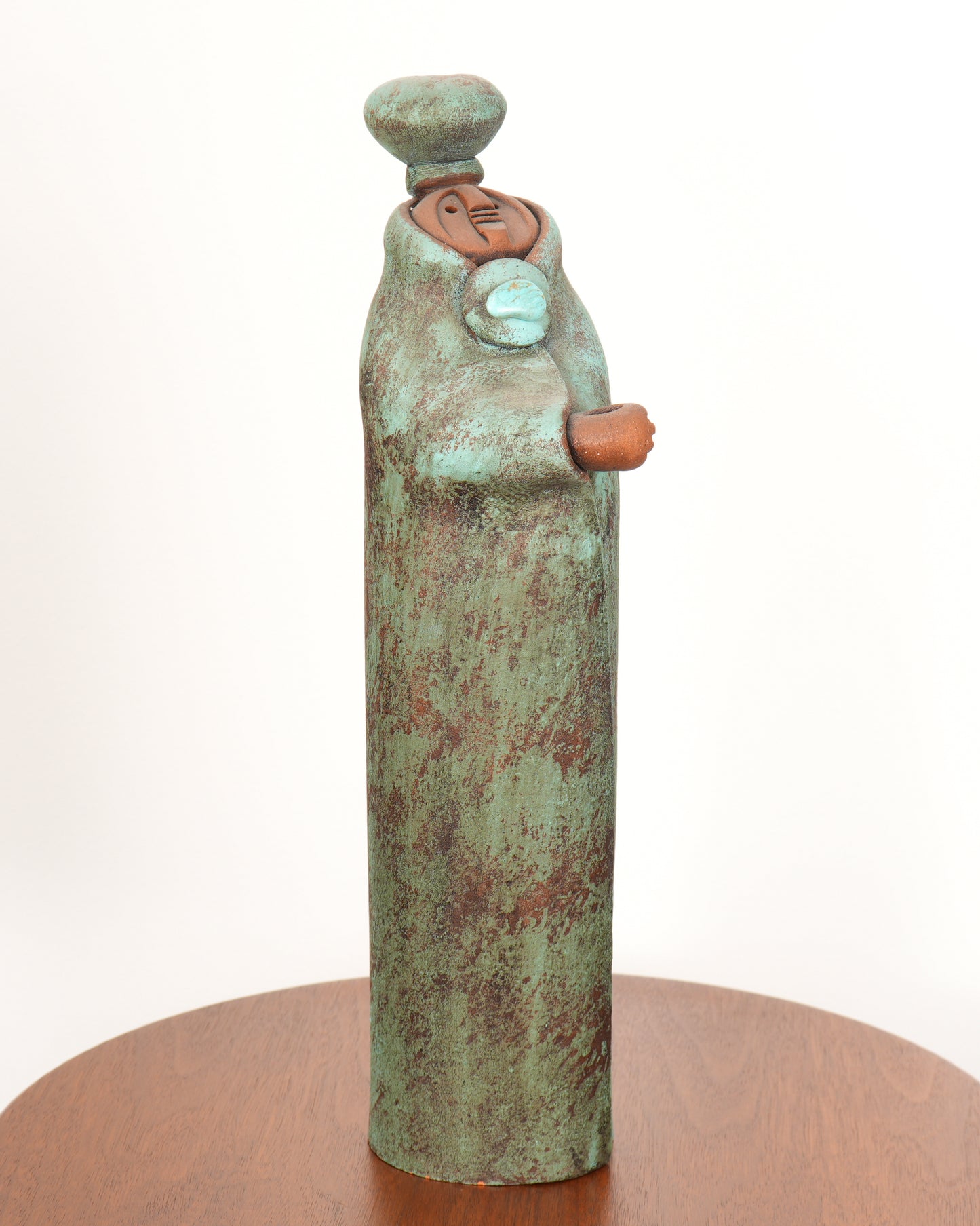 Lisa Lamonthe Pueblo Blanket People 16" Sculpture Candleholder w/Turquoise