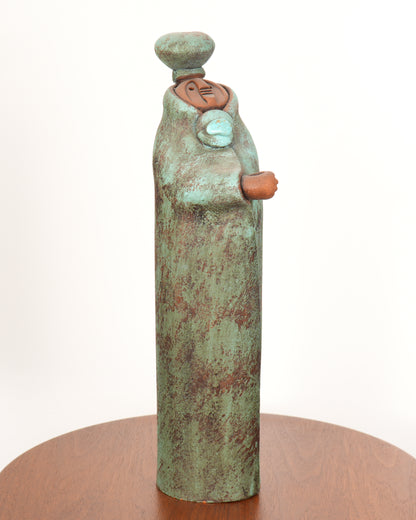 Lisa Lamonthe Pueblo Blanket People 16" Sculpture Candleholder w/Turquoise