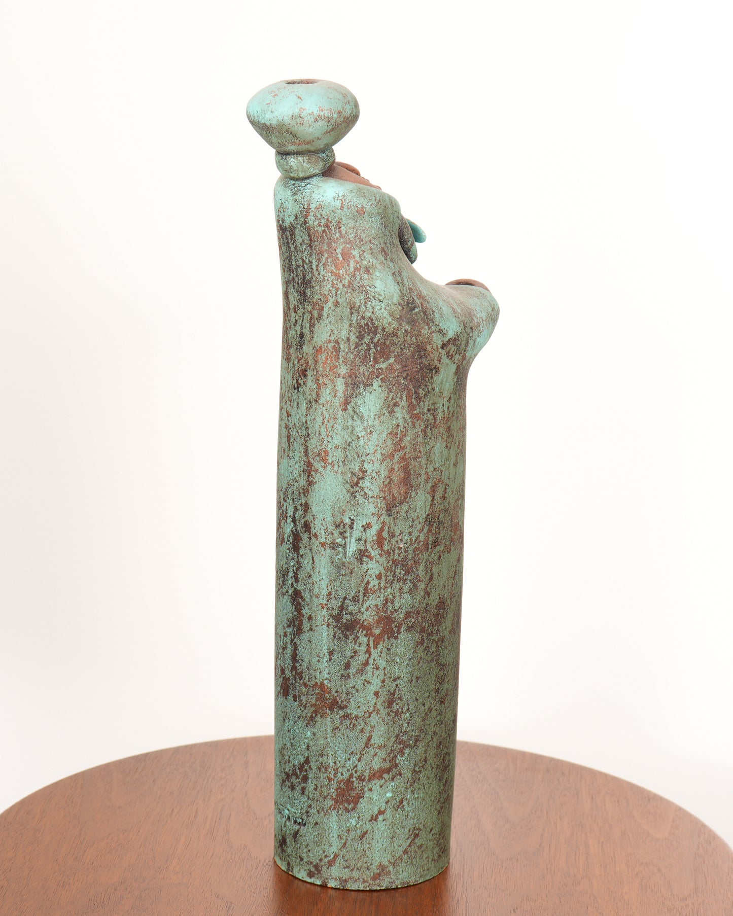 Lisa Lamonthe Pueblo Blanket People 16" Sculpture Candleholder w/Turquoise