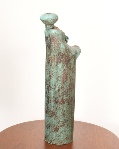 Lisa Lamonthe Pueblo Blanket People 16" Sculpture Candleholder w/Turquoise