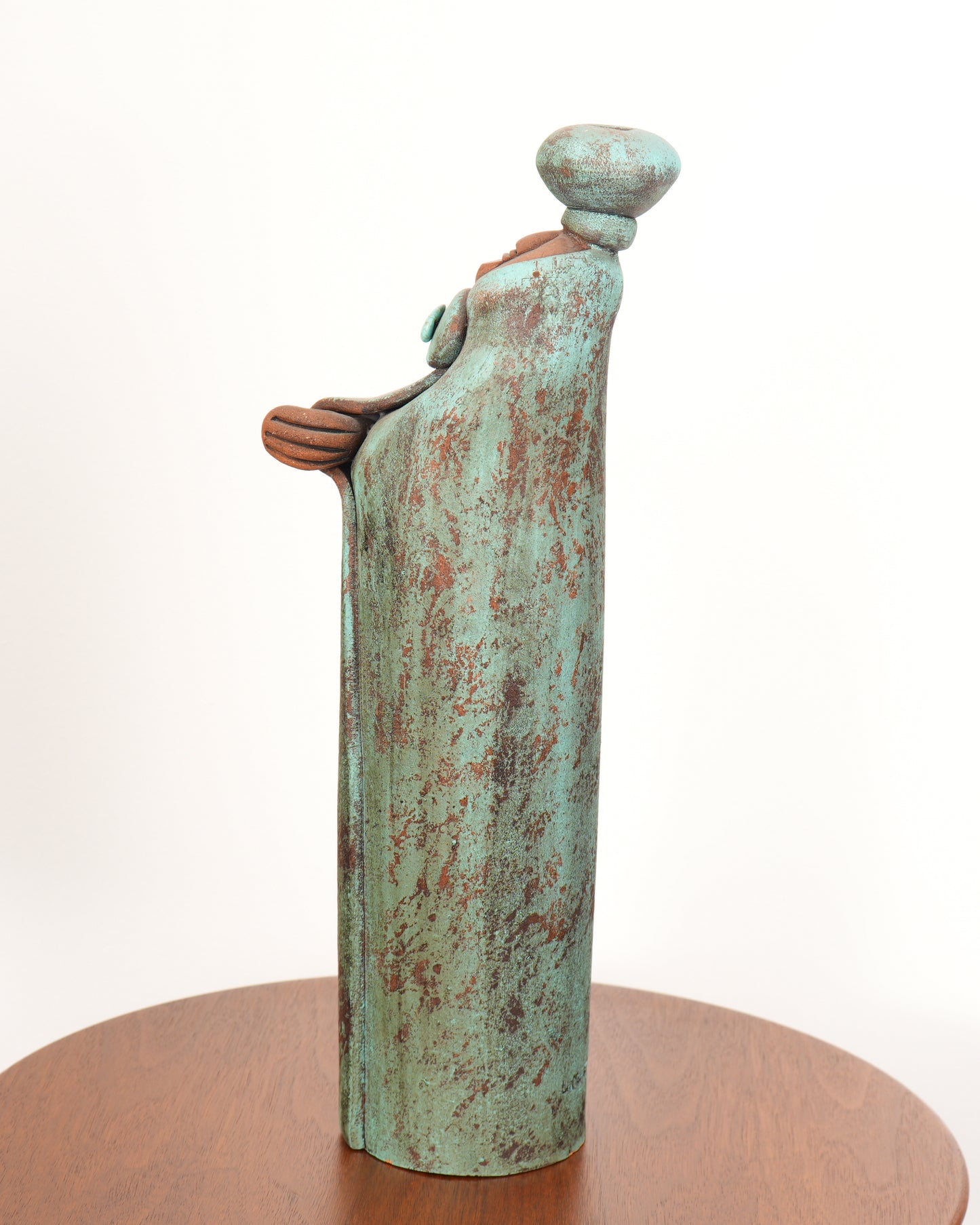 Lisa Lamonthe Pueblo Blanket People 16" Sculpture Candleholder w/Turquoise