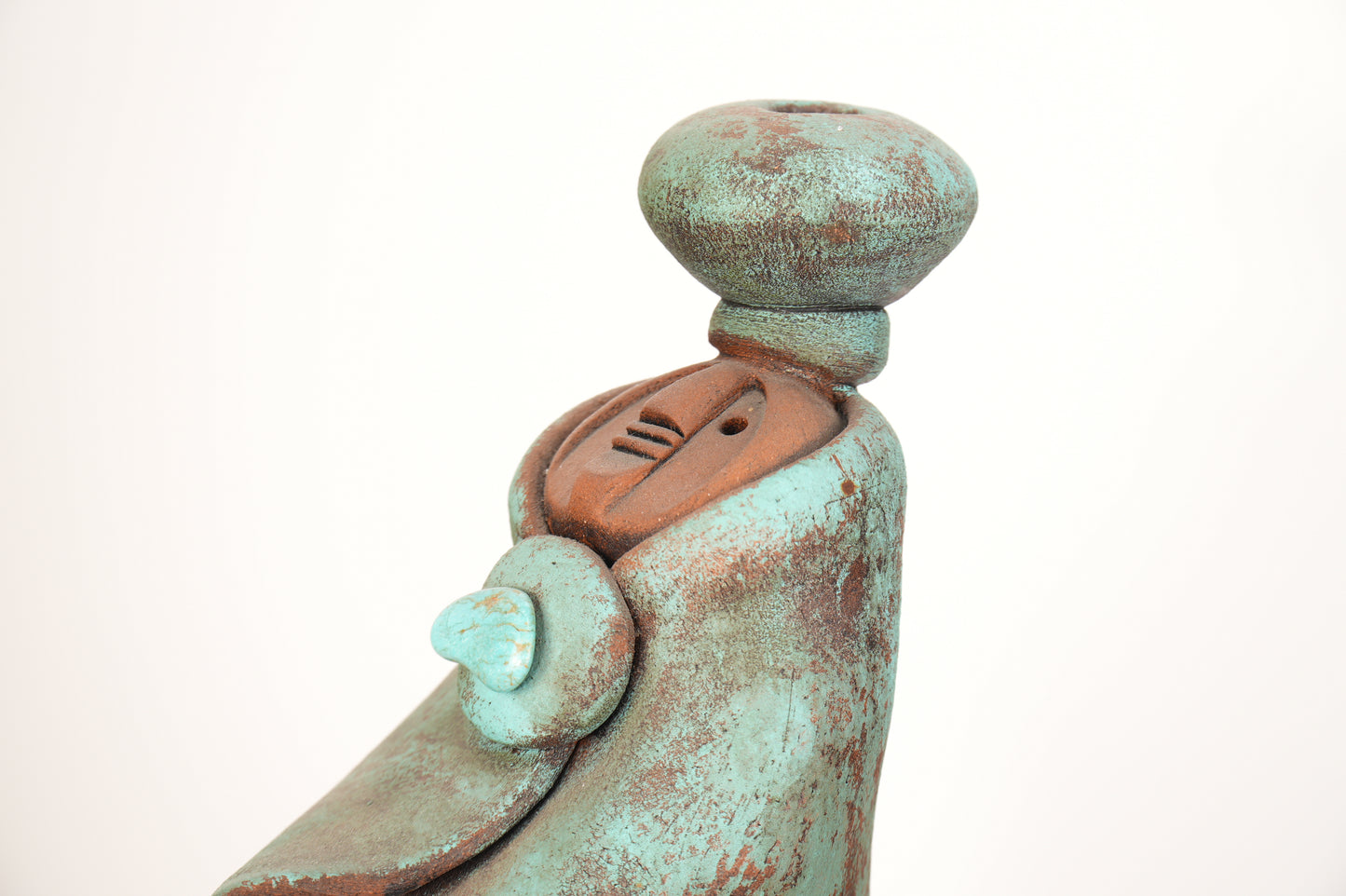 Lisa Lamonthe Pueblo Blanket People 16" Sculpture Candleholder w/Turquoise