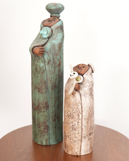 Lisa Lamonthe Pueblo Blanket People 16" Sculpture Candleholder w/Turquoise