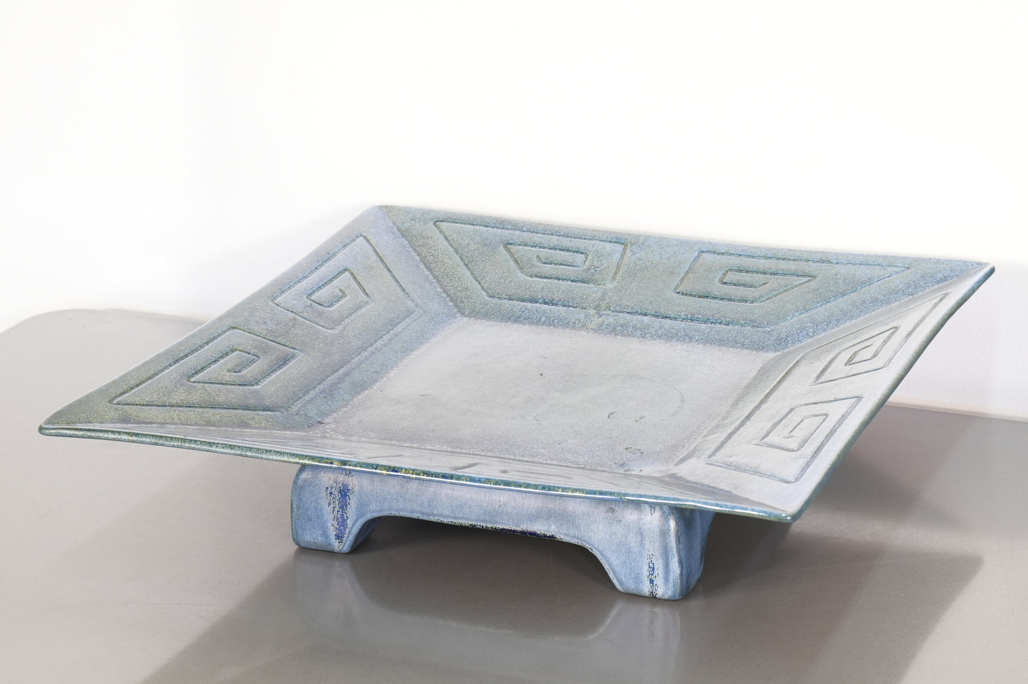 Freeman-McFarlin Footed Pedestal Dish Greek Key CA Pottery