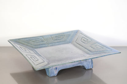 Freeman-McFarlin Footed Pedestal Dish Greek Key CA Pottery