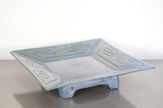 Freeman-McFarlin Footed Pedestal Dish Greek Key CA Pottery