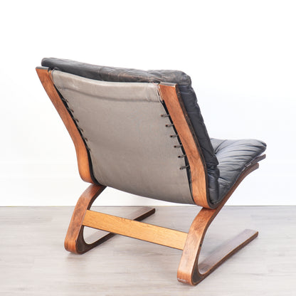 Ingmar Relling for Westnofa Black Leather Siesta Chair - Norway