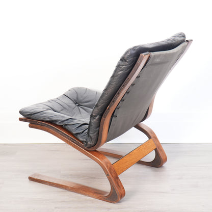 Ingmar Relling for Westnofa Black Leather Siesta Chair - Norway