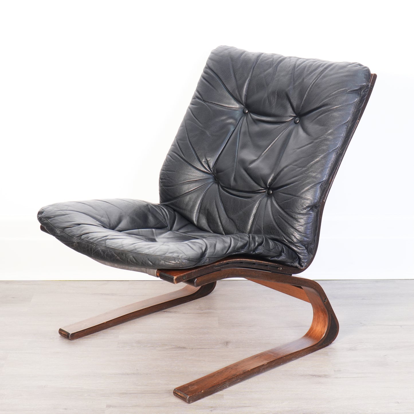 Ingmar Relling for Westnofa Black Leather Siesta Chair - Norway