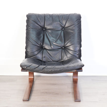 Ingmar Relling for Westnofa Black Leather Siesta Chair - Norway
