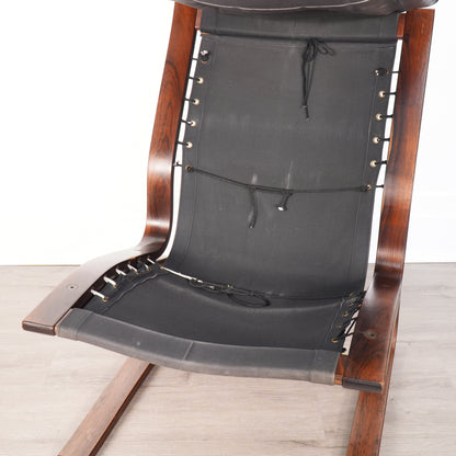 Ingmar Relling for Westnofa Black Leather Siesta Chair - Norway