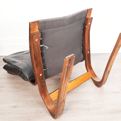 Ingmar Relling for Westnofa Black Leather Siesta Chair - Norway
