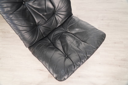 Ingmar Relling for Westnofa Black Leather Siesta Chair - Norway