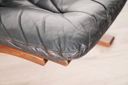 Ingmar Relling for Westnofa Black Leather Siesta Chair - Norway