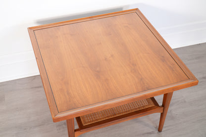 Drexel Declaration 881-341 Walnut & Cane Coffee Table Kipp Stewart and Stewart MacDougall