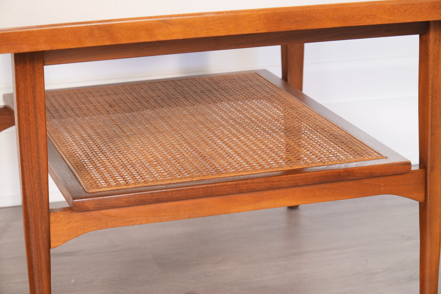 Drexel Declaration 881-341 Walnut & Cane Coffee Table Kipp Stewart and Stewart MacDougall