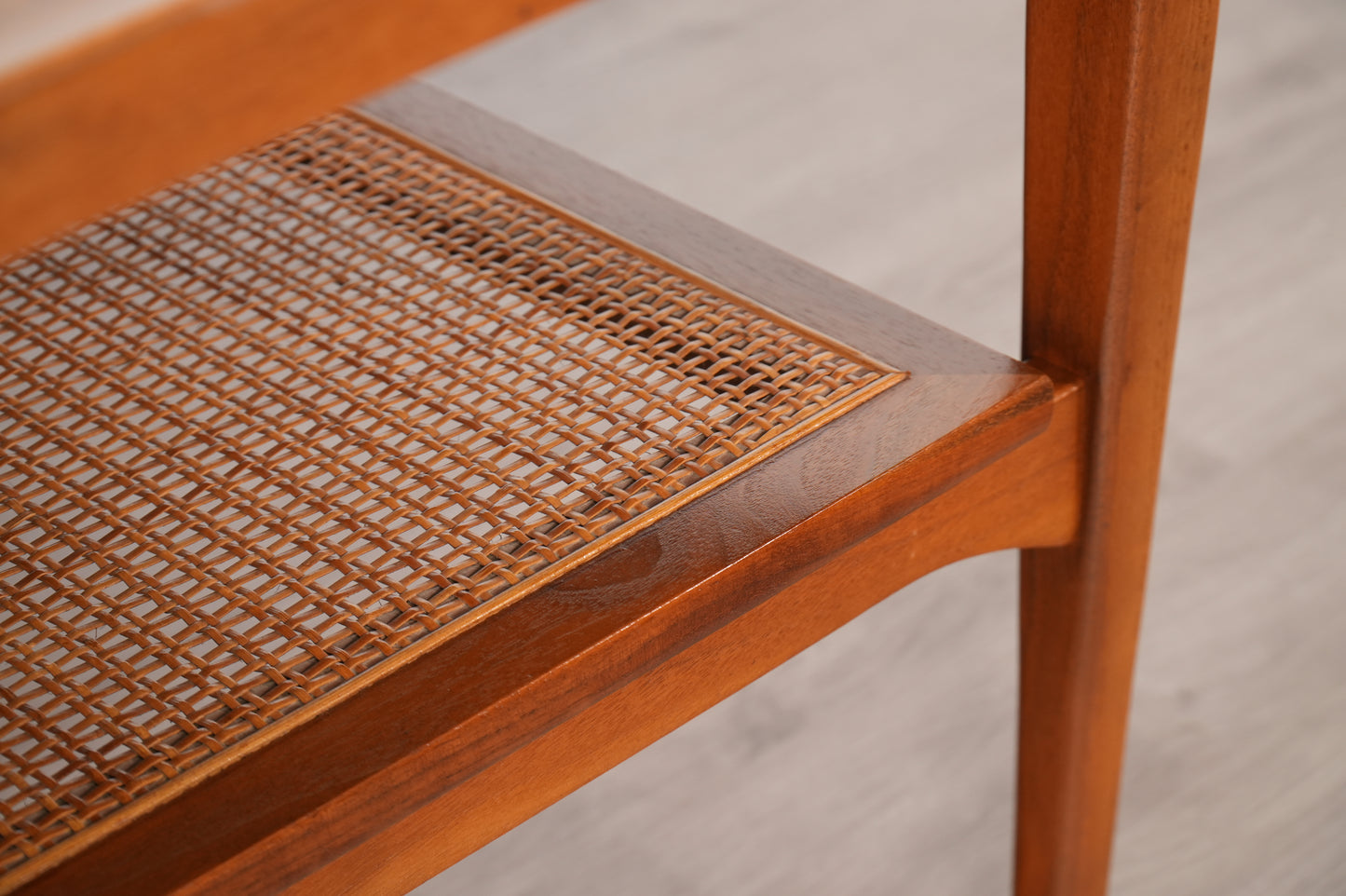 Drexel Declaration 881-341 Walnut & Cane Coffee Table Kipp Stewart and Stewart MacDougall