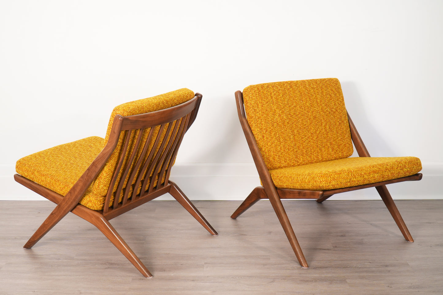 Pair Folke Ohlsson for Dux Scissor Sculptural Lounge Chairs