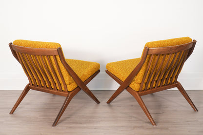 Pair Folke Ohlsson for Dux Scissor Sculptural Lounge Chairs