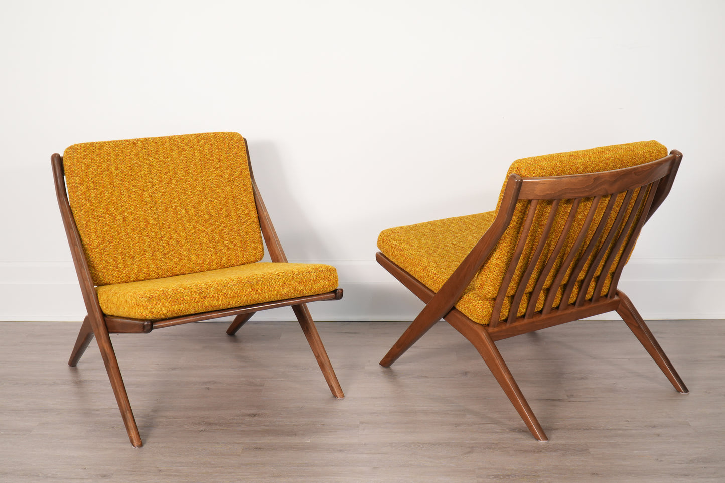 Pair Folke Ohlsson for Dux Scissor Sculptural Lounge Chairs