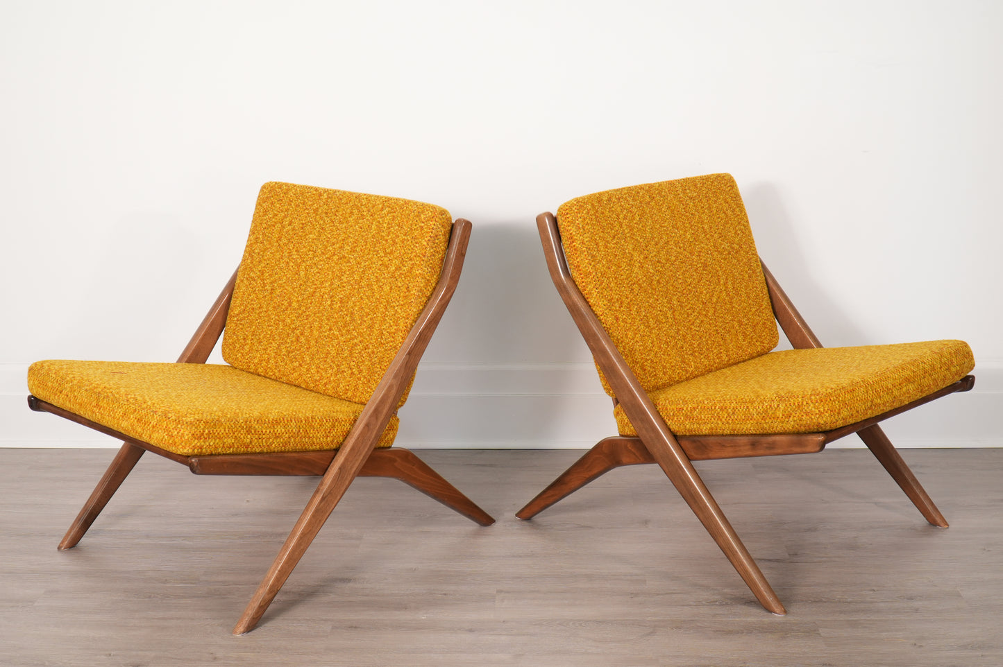Pair Folke Ohlsson for Dux Scissor Sculptural Lounge Chairs