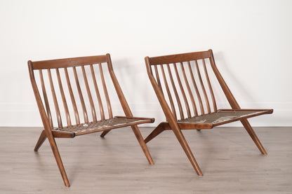 Pair Folke Ohlsson for Dux Scissor Sculptural Lounge Chairs