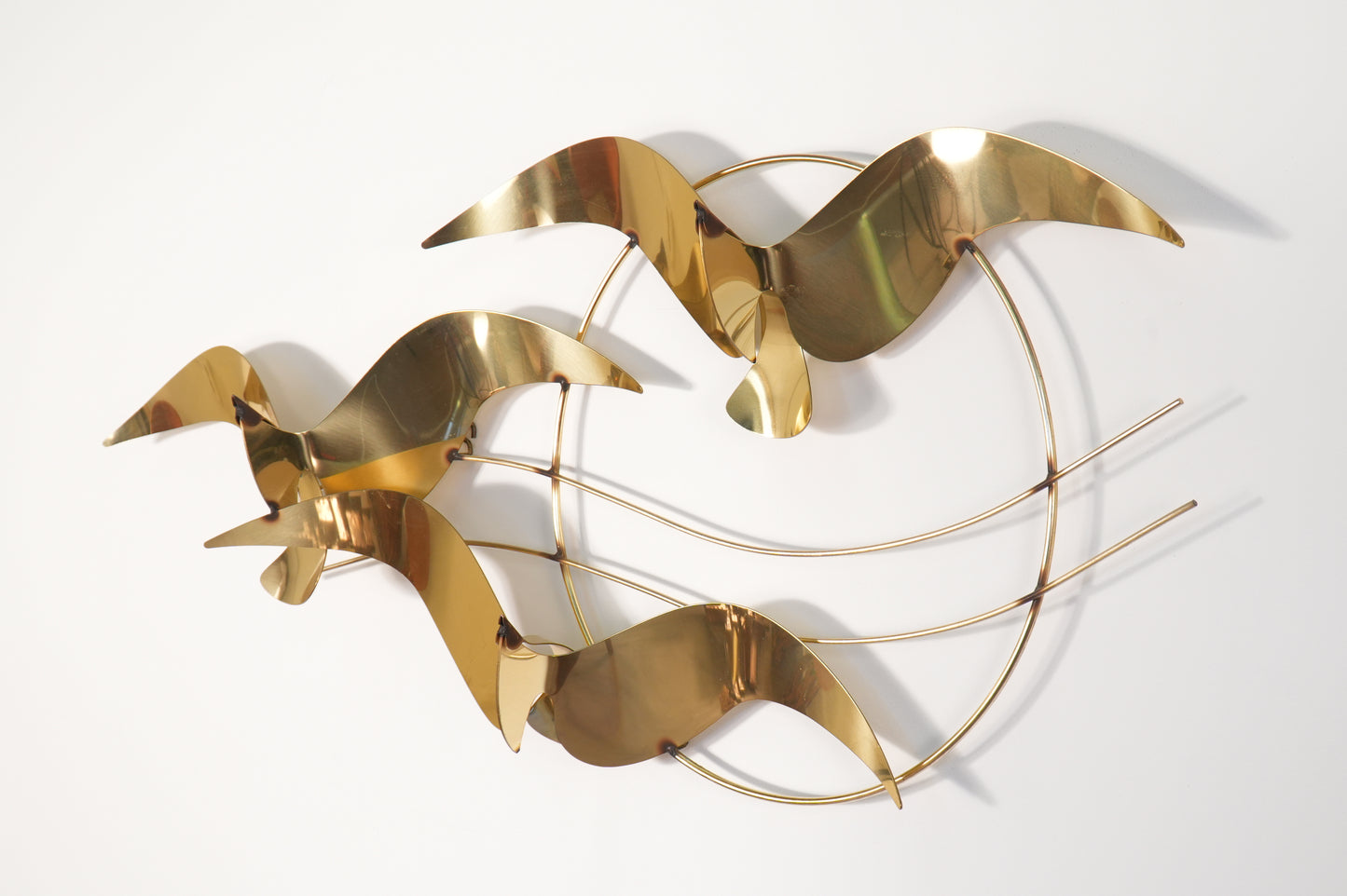 Curtis Jeré Brass Birds Seagulls Wall Sculpture Hanging