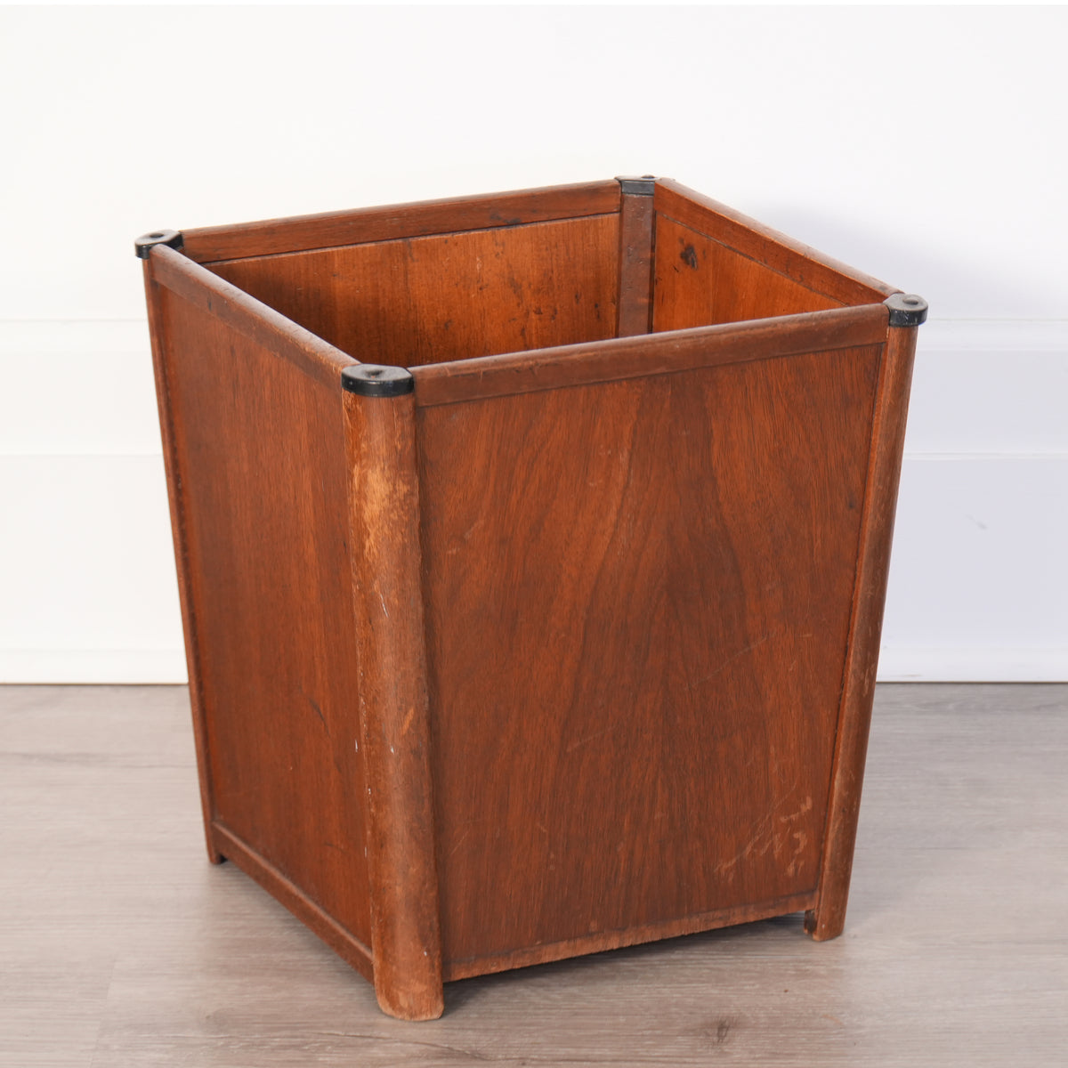 Walnut Nucraft Mid Century Waste Basket Garbage Can Trash Bin