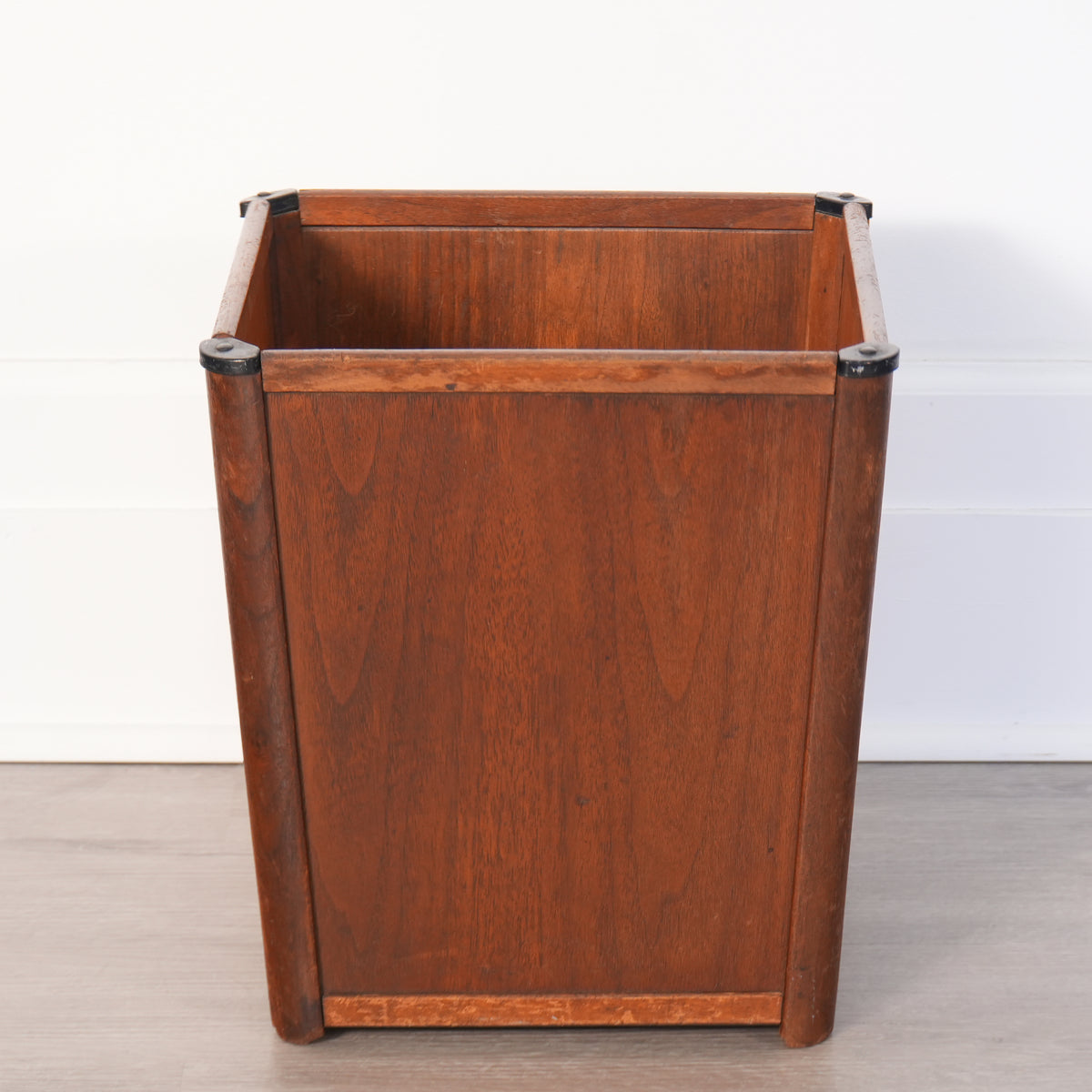 Walnut Nucraft Mid Century Waste Basket Garbage Can Trash Bin