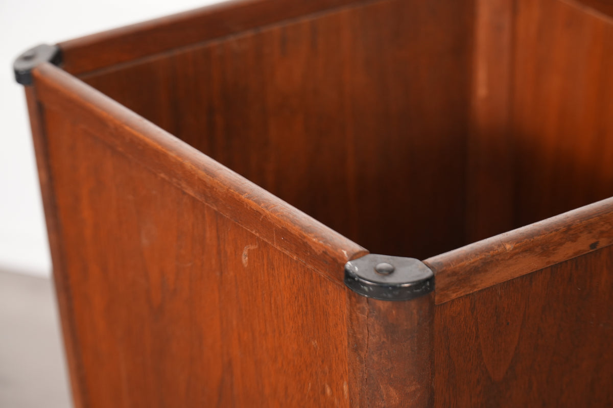 Walnut Nucraft Mid Century Waste Basket Garbage Can Trash Bin