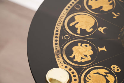 Vintage Zodiac Astrology Table and Glass Set