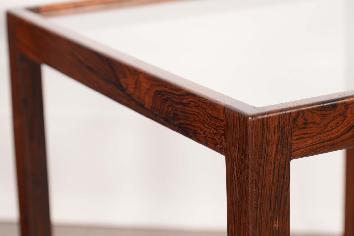 Pair Rosewood Glass-Top Side Tables by Jason Mobler Denmark