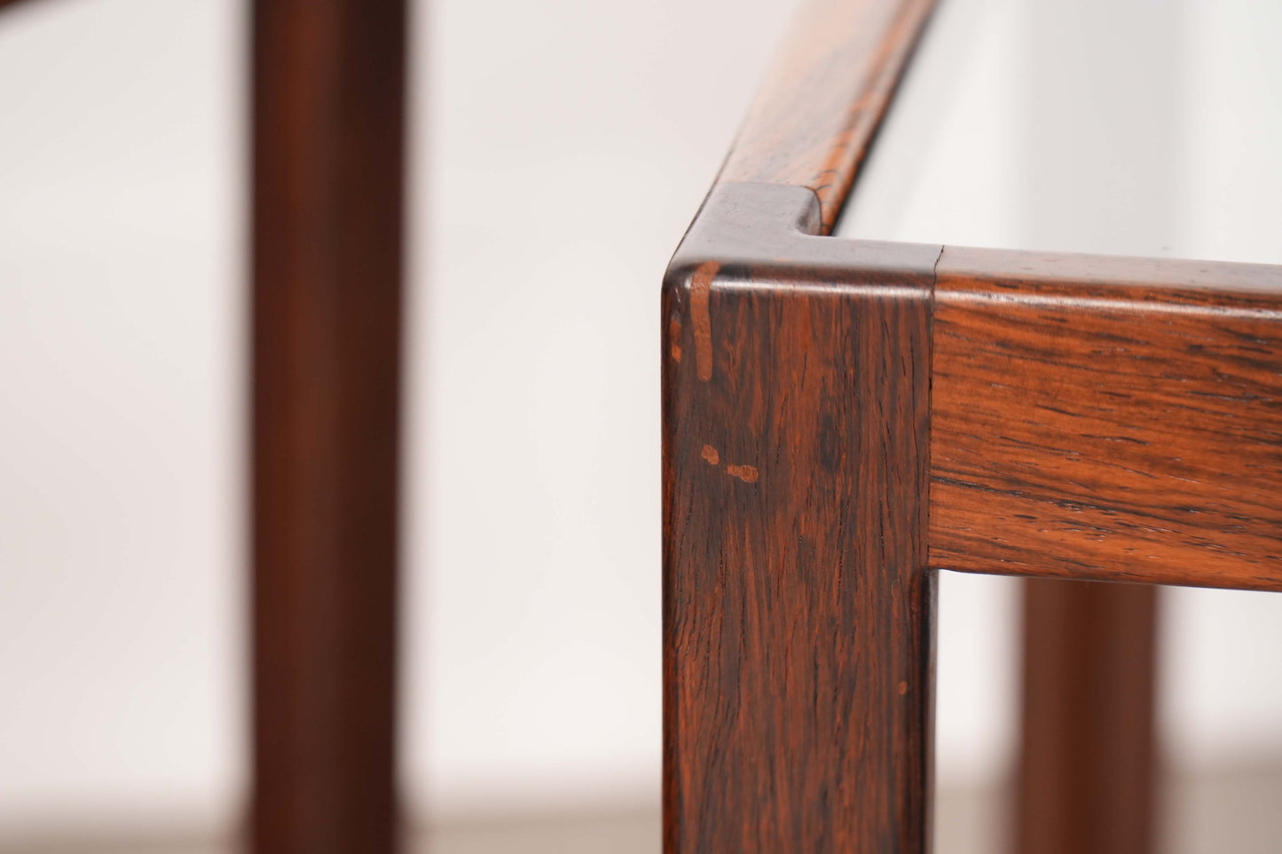 Pair Rosewood Glass-Top Side Tables by Jason Mobler Denmark