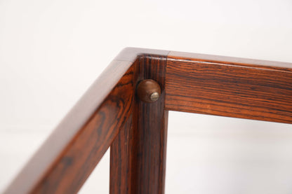 Pair Rosewood Glass-Top Side Tables by Jason Mobler Denmark