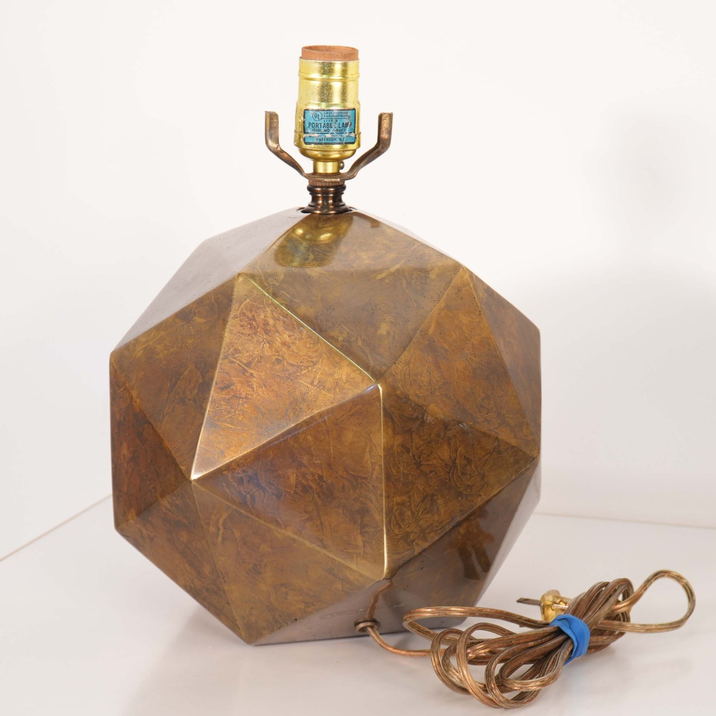 Westwood Industries Mid Century Faceted Geometric Brass Bronze Table Lamp