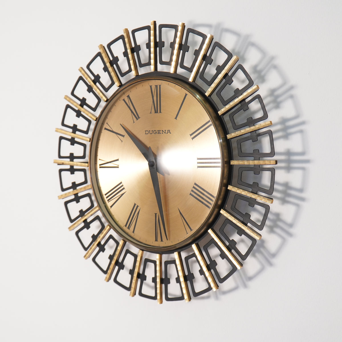 1960s Sunburst Wall Clock by Dugena Germany