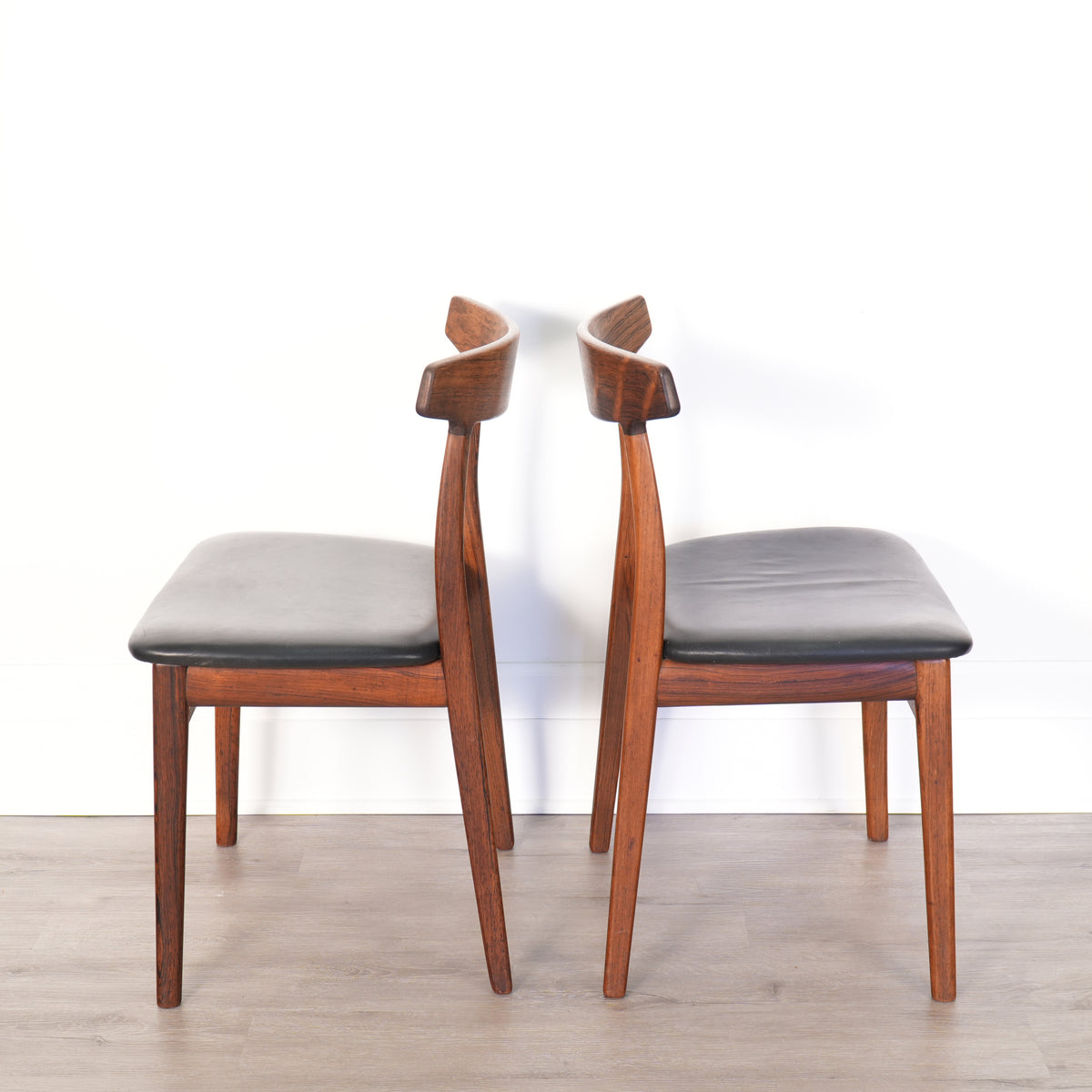 Pair Rosewood Side Chairs by Henning Kjaernulf for Bruno Hansen Denmark