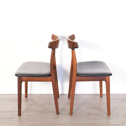 Pair Rosewood Side Chairs by Henning Kjaernulf for Bruno Hansen Denmark
