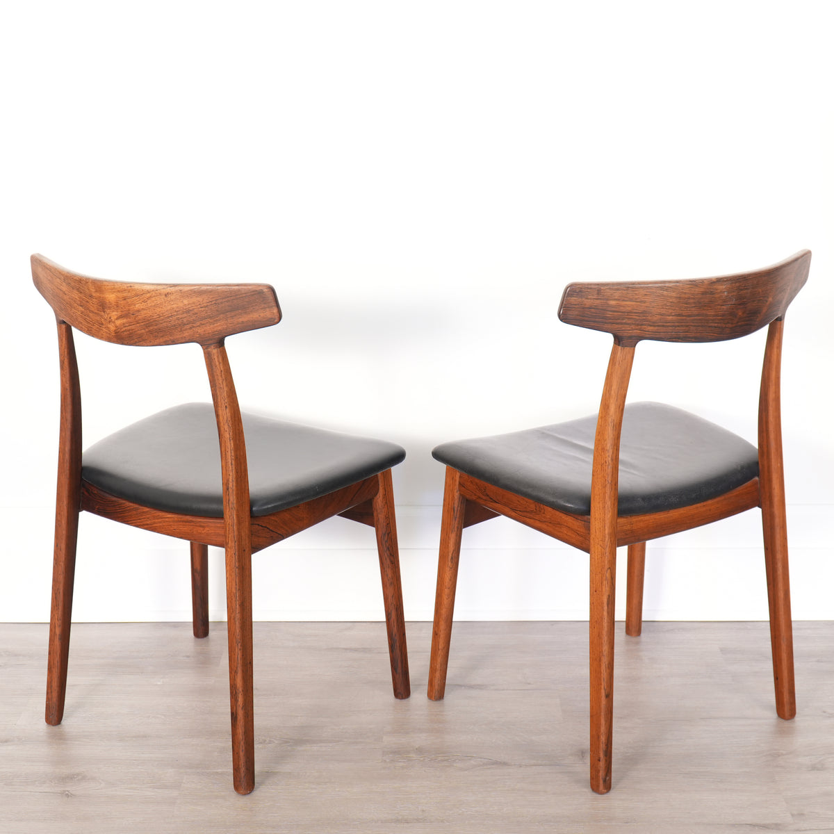 Pair Rosewood Side Chairs by Henning Kjaernulf for Bruno Hansen Denmark