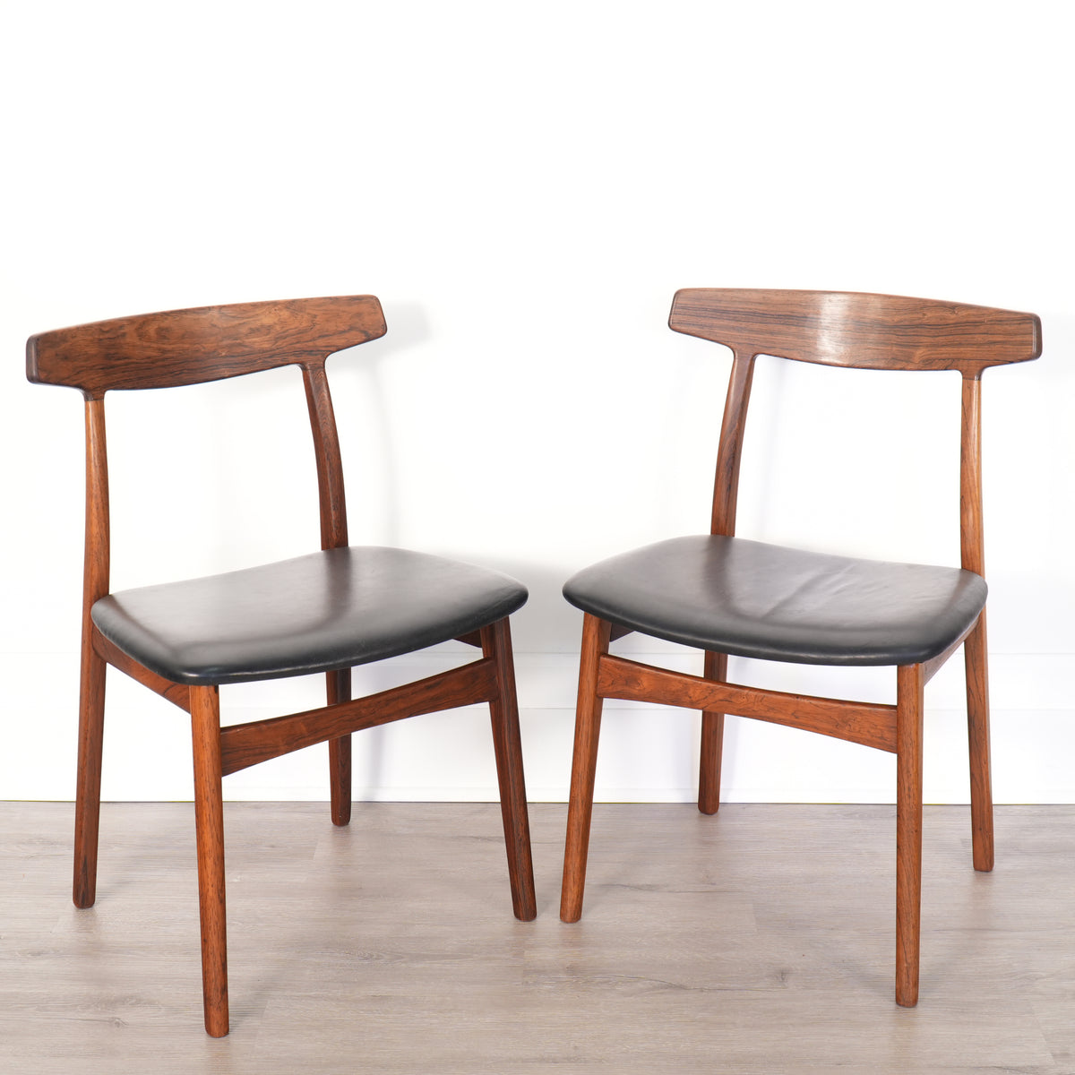 Pair Rosewood Side Chairs by Henning Kjaernulf for Bruno Hansen Denmark