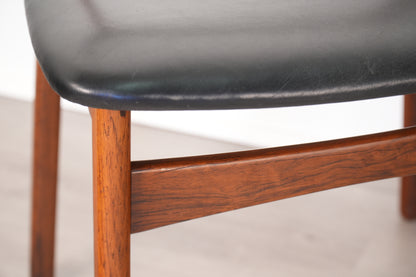 Pair Rosewood Side Chairs by Henning Kjaernulf for Bruno Hansen Denmark