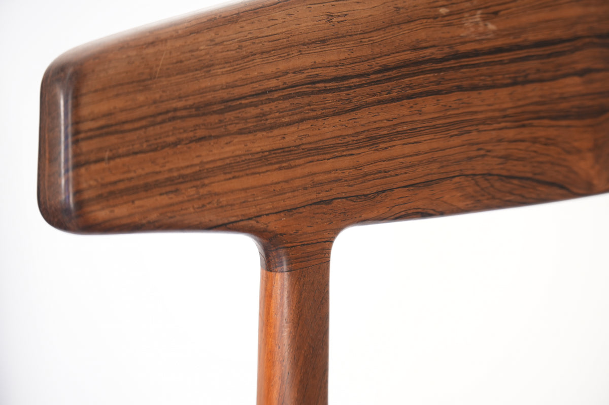 Pair Rosewood Side Chairs by Henning Kjaernulf for Bruno Hansen Denmark