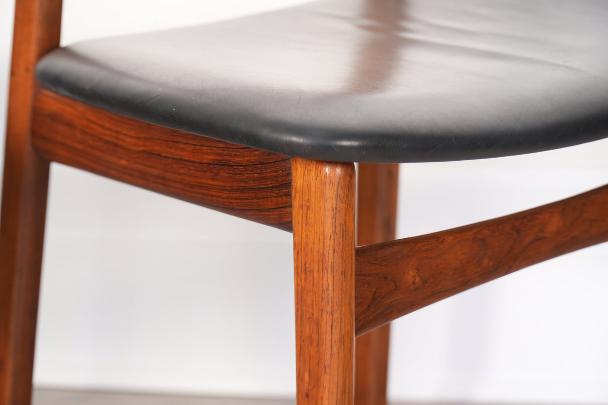 Pair Rosewood Side Chairs by Henning Kjaernulf for Bruno Hansen Denmark