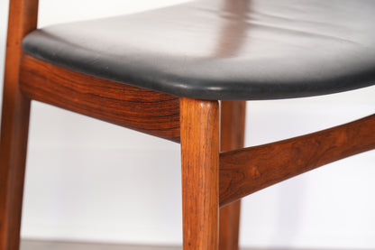 Pair Rosewood Side Chairs by Henning Kjaernulf for Bruno Hansen Denmark