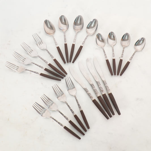 Vintage Interpur Japan INR2 Stainless Steel Flatware 20 Pieces MCM