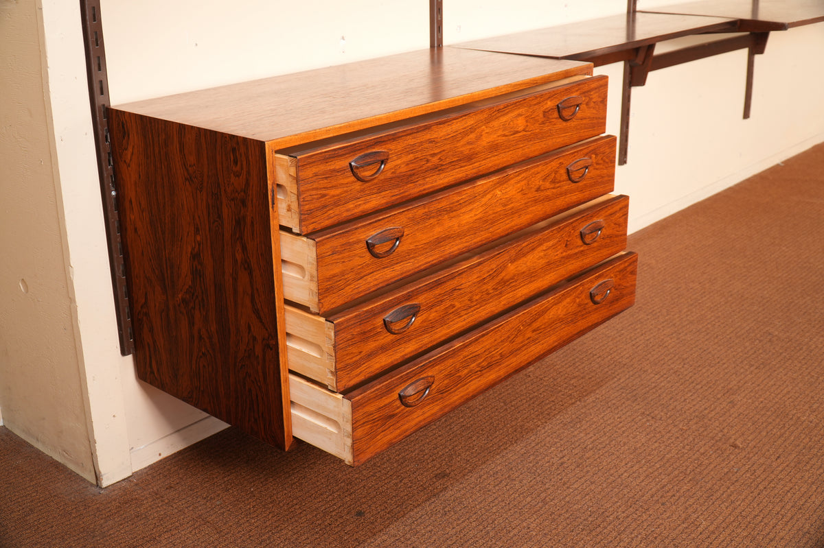 Rosewood 4-Bay FM Reolsystem Wall Unit by Kai Kristiansen for Feldballes Mobelfabrik
