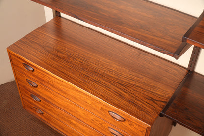 Rosewood 4-Bay FM Reolsystem Wall Unit by Kai Kristiansen for Feldballes Mobelfabrik