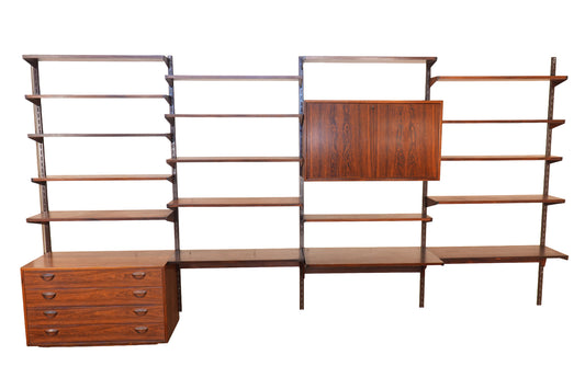 Rosewood 4-Bay FM Reolsystem Wall Unit by Kai Kristiansen for Feldballes Mobelfabrik