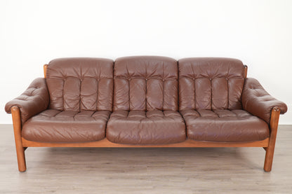 Ulferts Sweden Brown Leather 3-Seat Sofa